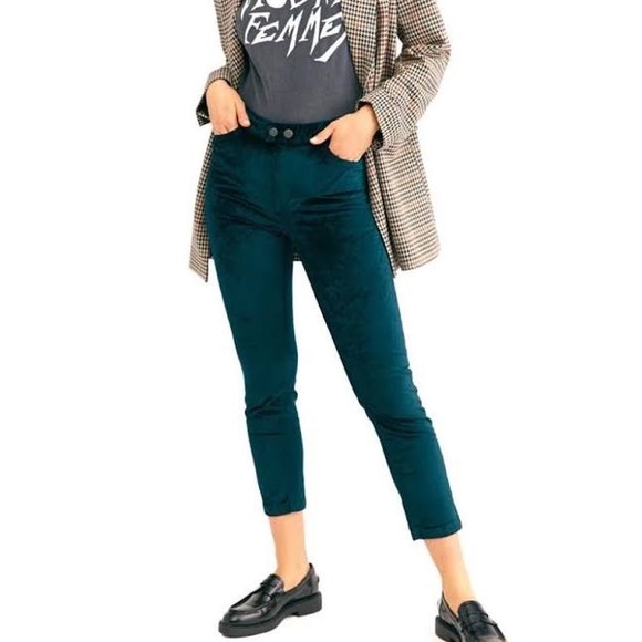 Free People blue velvet skinny jeans - Picture 4 of 6